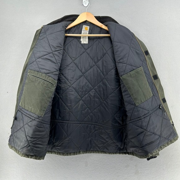 Y2K Carhartt Arctic Jacket Quilt Lined Corduroy C26 MOS Moss Green 2XL Heavy - Picture 3 of 11
